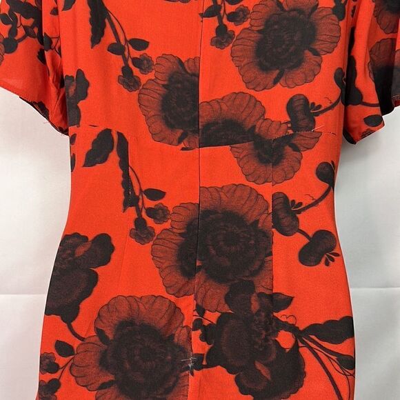 ASOS keyhole black and burnt orange flutter sleeve dress size 6 - Picture 10 of 15